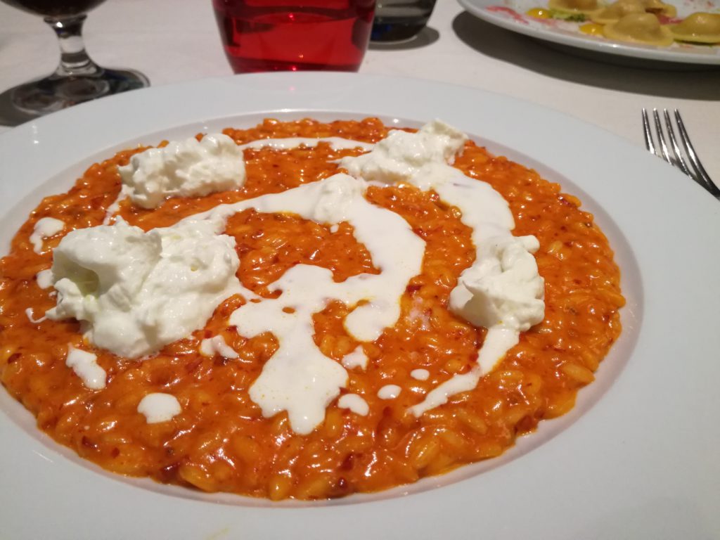 risotto mantecato con stracciatella ed nduja