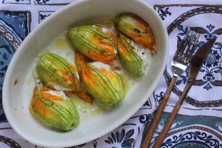 fiori di zucca ripieni al forno