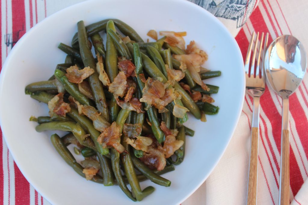 insalata di fagiolini con bacon croccante