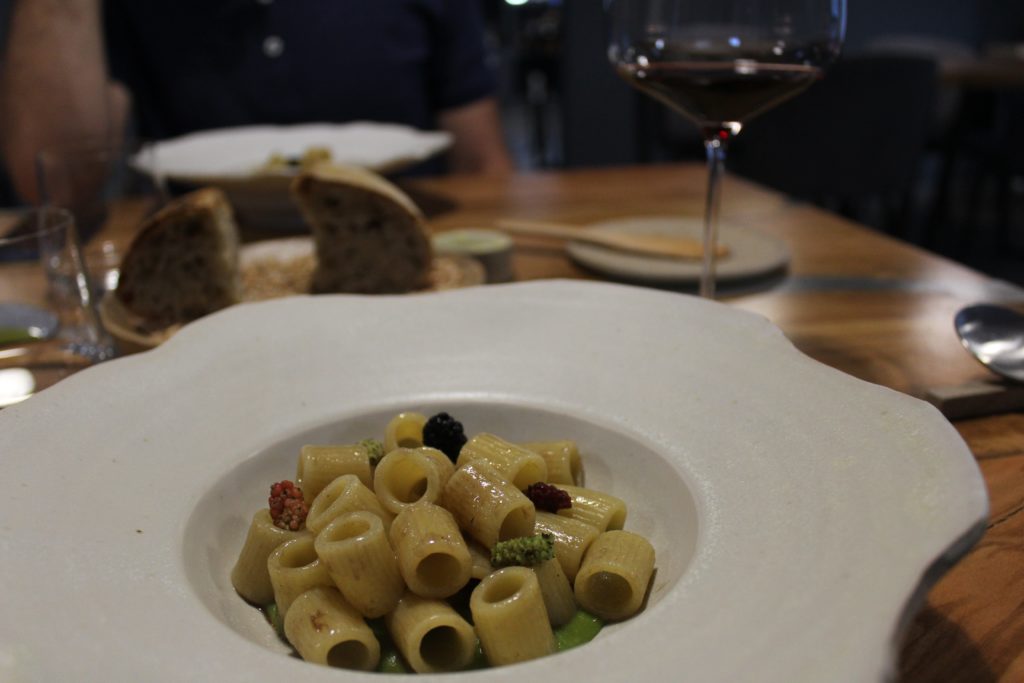 pasta con garum di tinca e gelsi